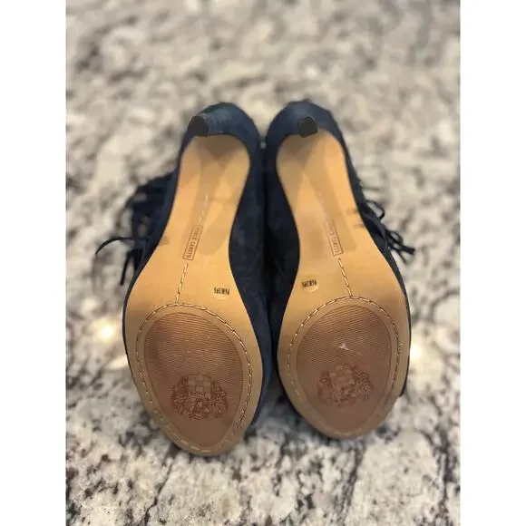 Vince Camuto peep toe suede bootie size 9.5 navy - Picture 7 of 8